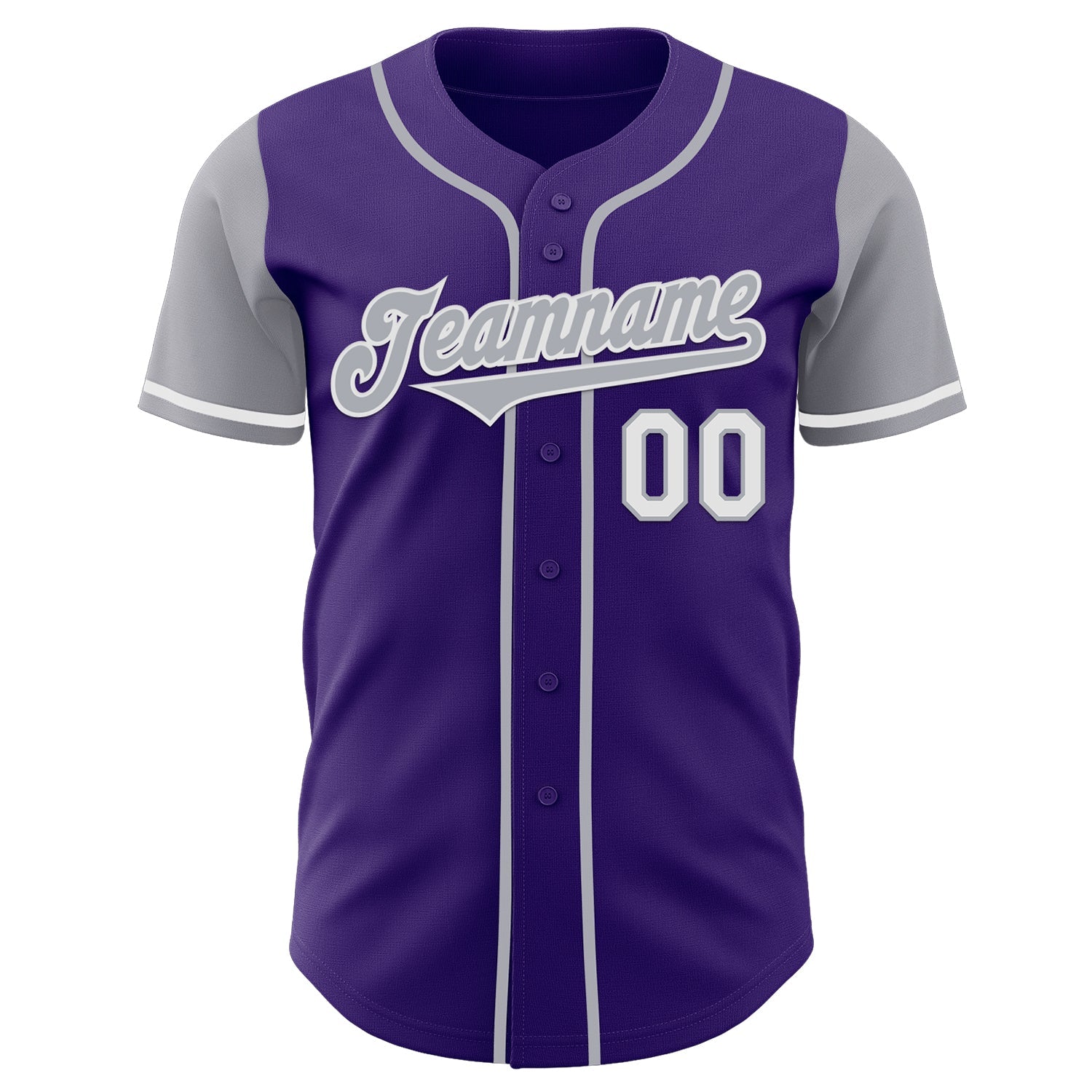Custom Purple Gray-White Authentic Two Tone Baseball Jersey view 2