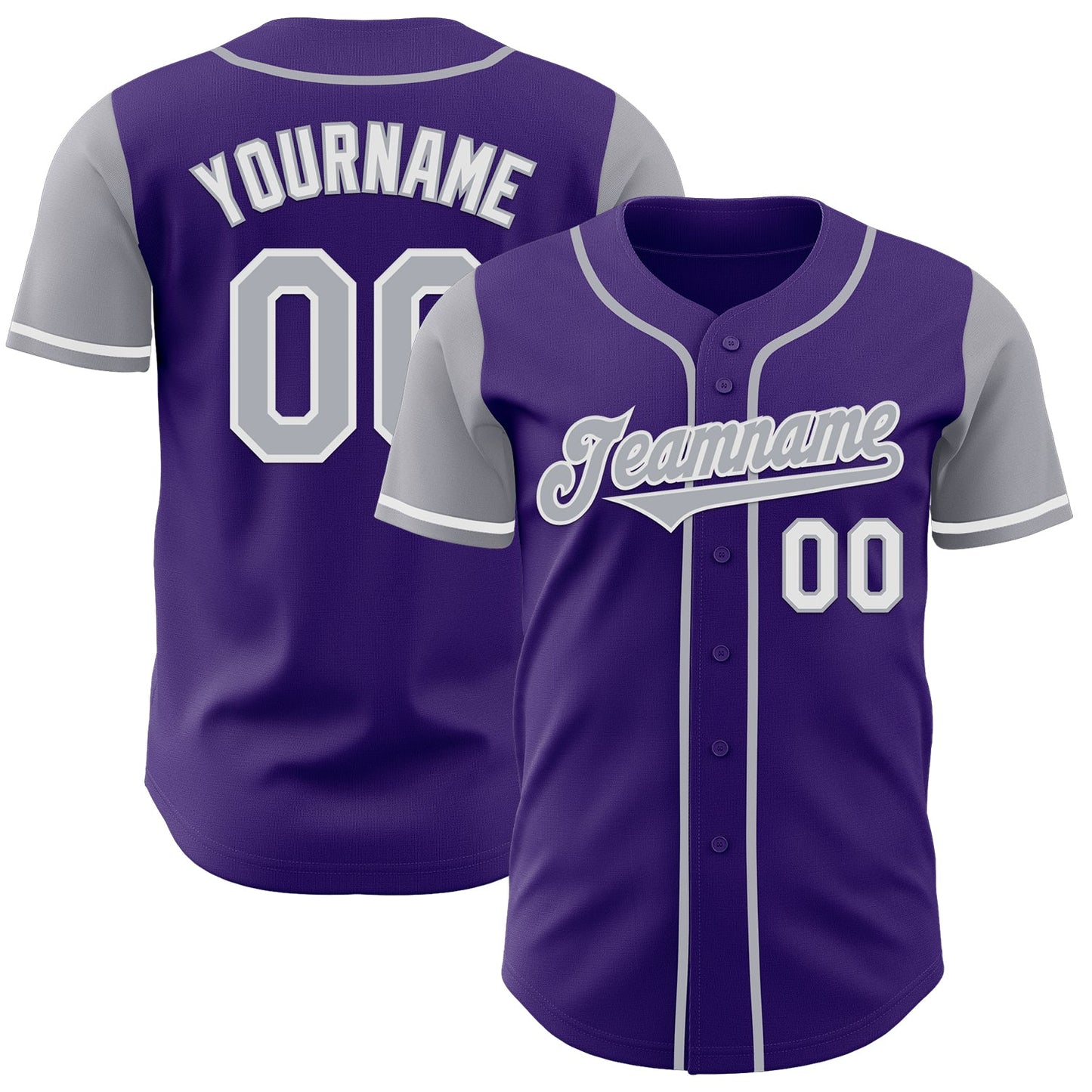 Custom Purple Gray-White Authentic Two Tone Baseball Jersey - Main View