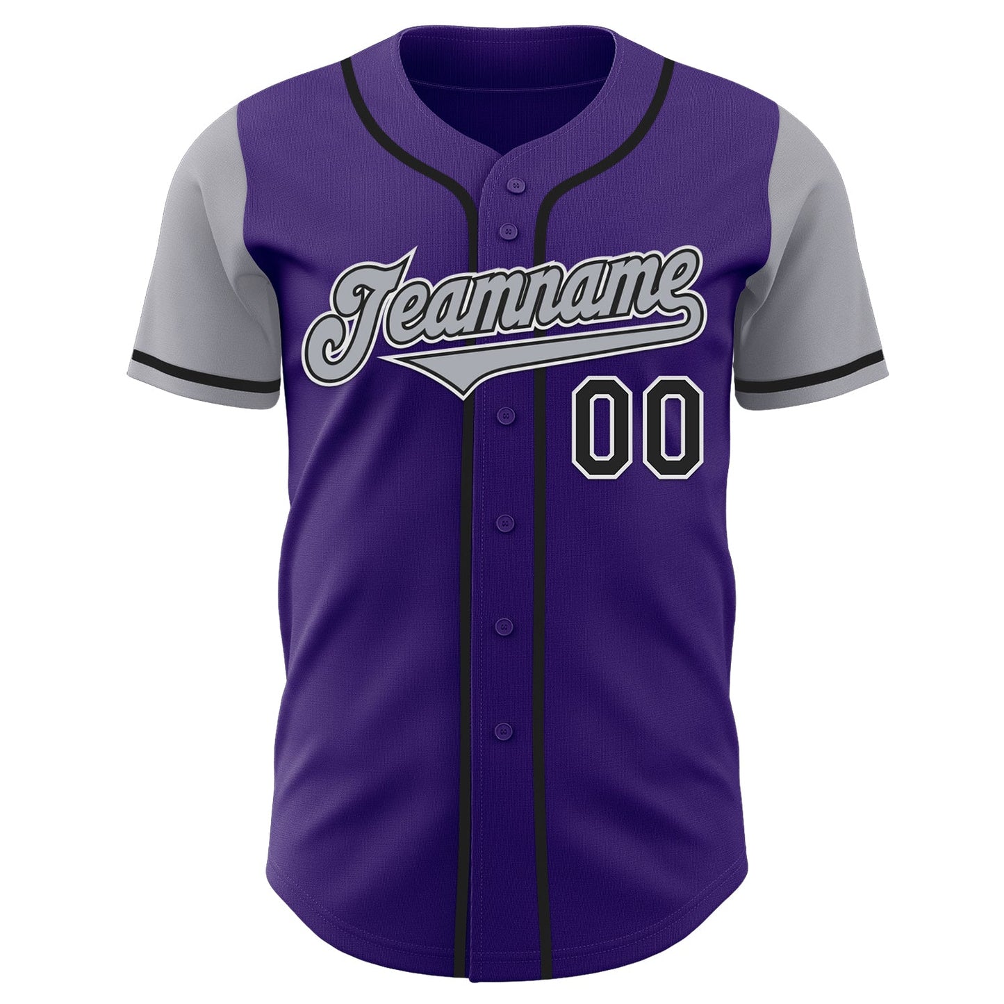 Custom Purple Gray-Black Authentic Two Tone Baseball Jersey view 2