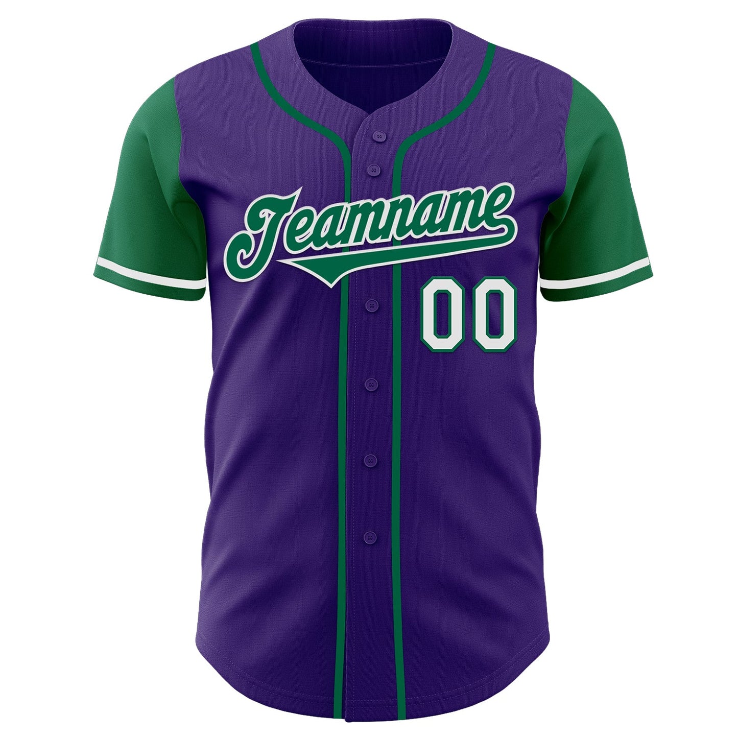 Custom Purple Kelly Green-White Authentic Two Tone Baseball Jersey view 2
