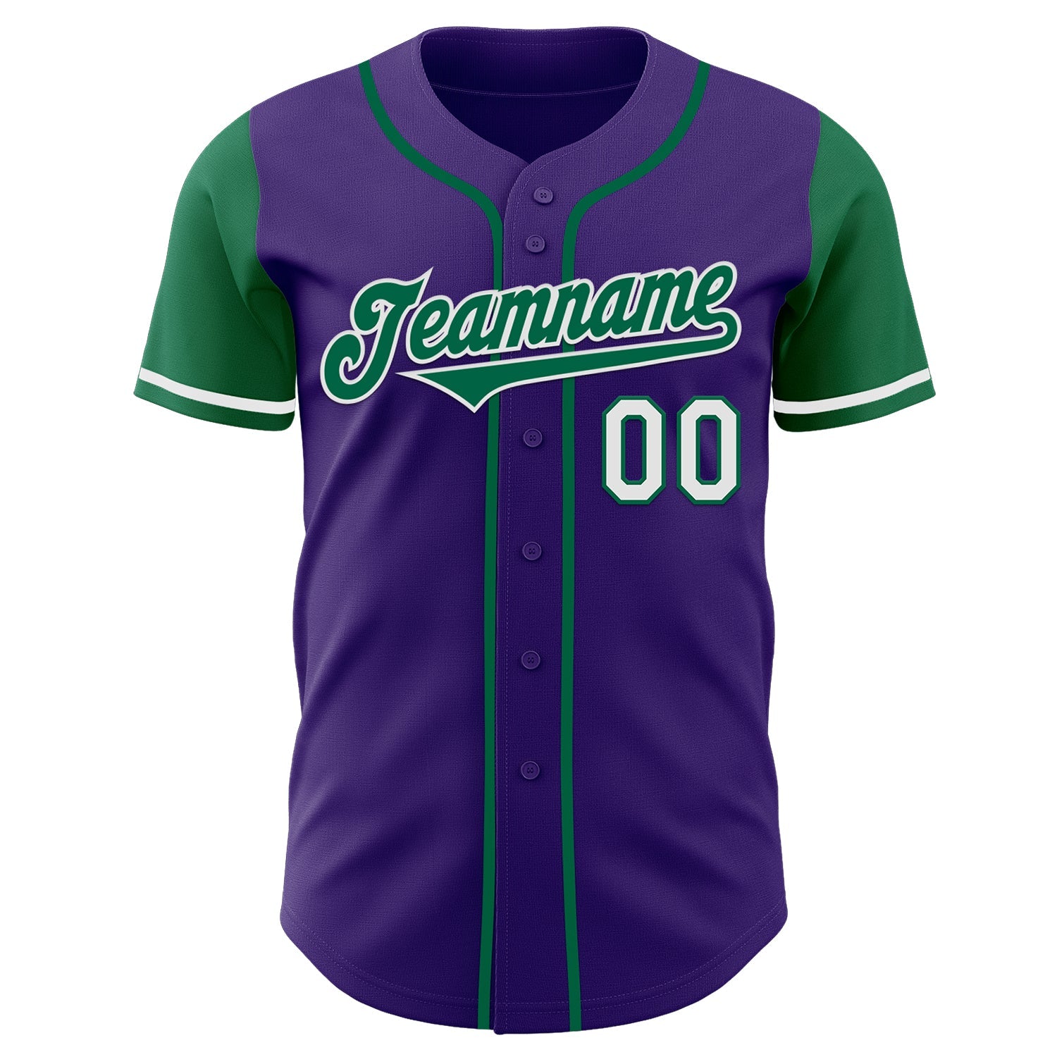 Custom Purple Kelly Green-White Authentic Two Tone Baseball Jersey view 2