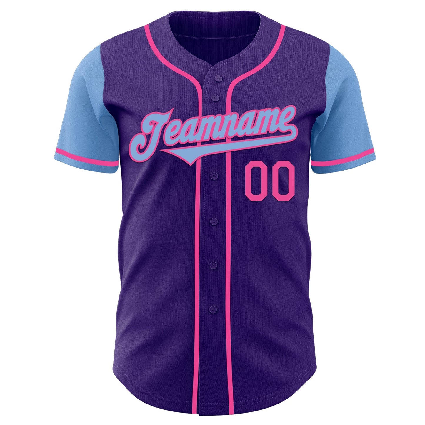 Custom Purple Light Blue-Pink Authentic Two Tone Baseball Jersey view 2