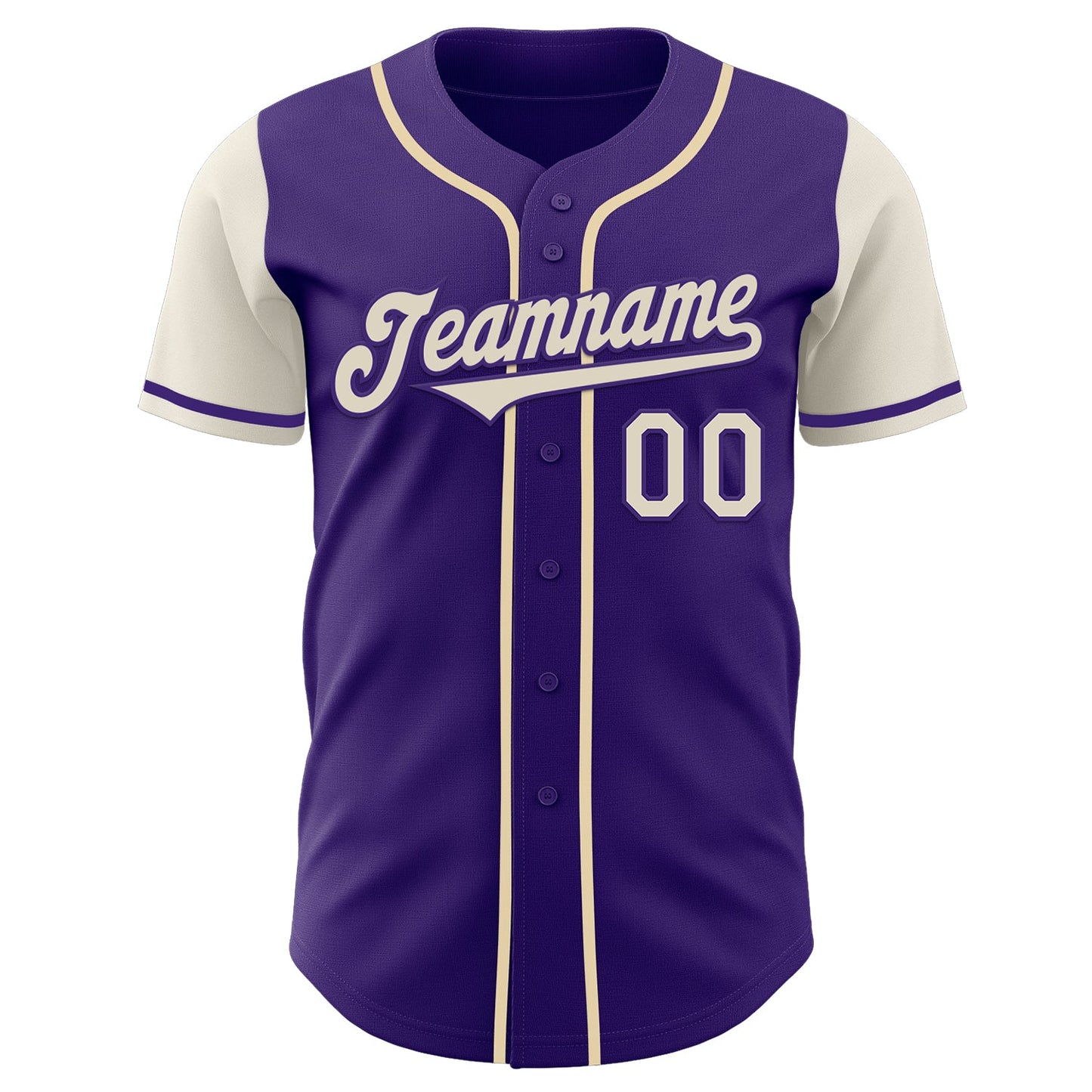 Custom Purple Cream Authentic Two Tone Baseball Jersey view 2