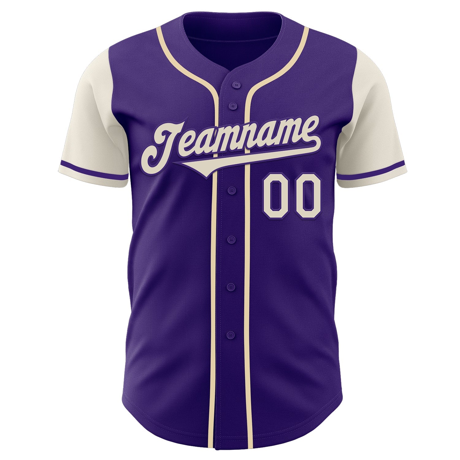 Custom Purple Cream Authentic Two Tone Baseball Jersey view 2