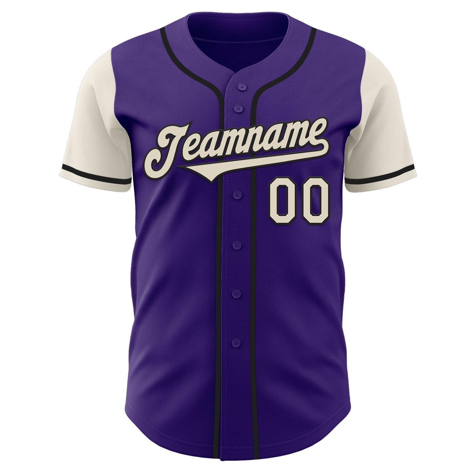 Custom Purple Cream-Black Authentic Two Tone Baseball Jersey view 2