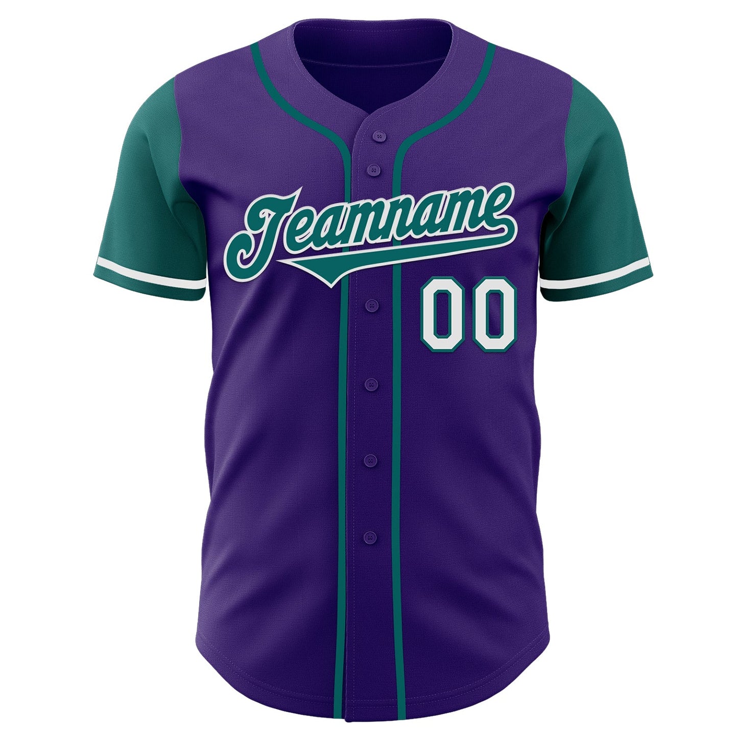 Custom Purple Teal-White Authentic Two Tone Baseball Jersey view 2