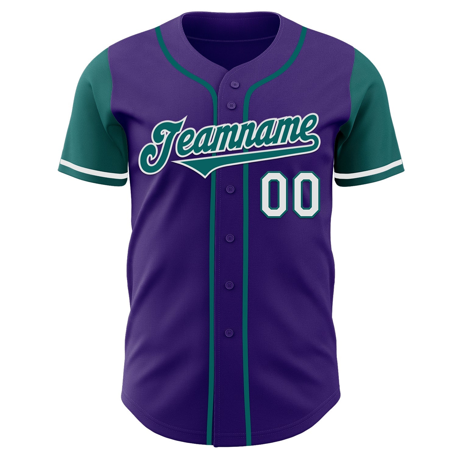 Custom Purple Teal-White Authentic Two Tone Baseball Jersey view 2