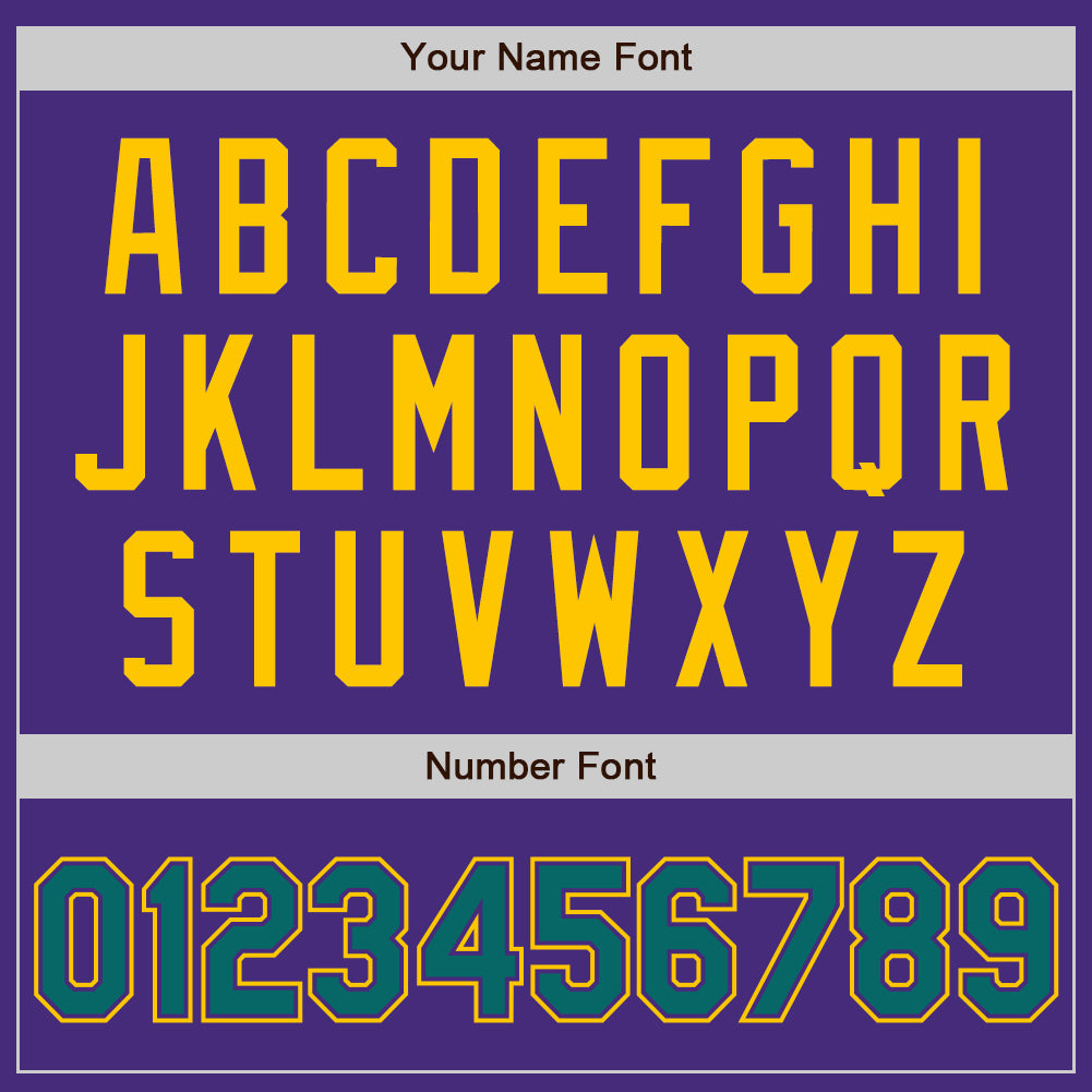 Custom Purple Teal-Yellow Authentic Two Tone Baseball Jersey view 5