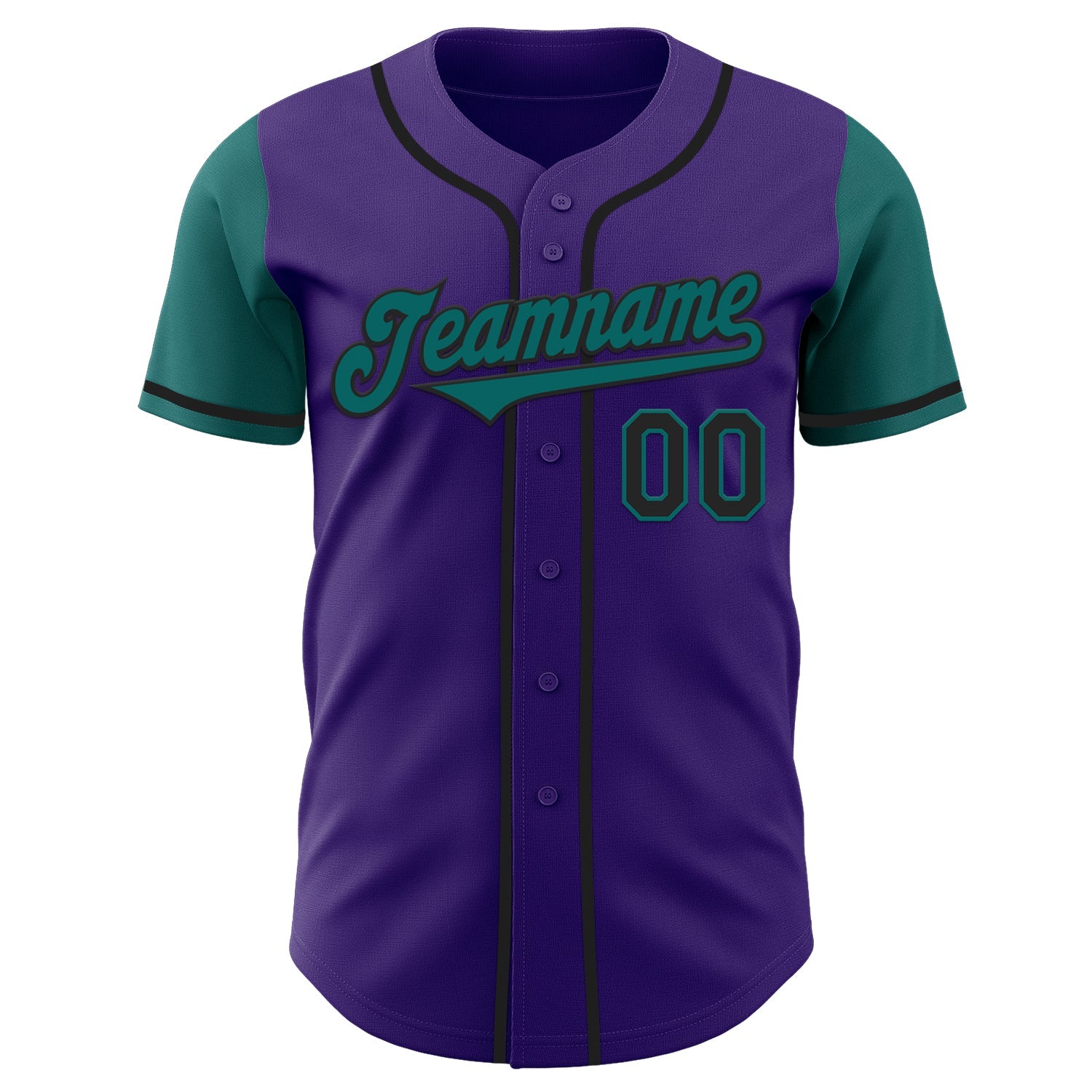 Custom Purple Teal-Black Authentic Two Tone Baseball Jersey view 2