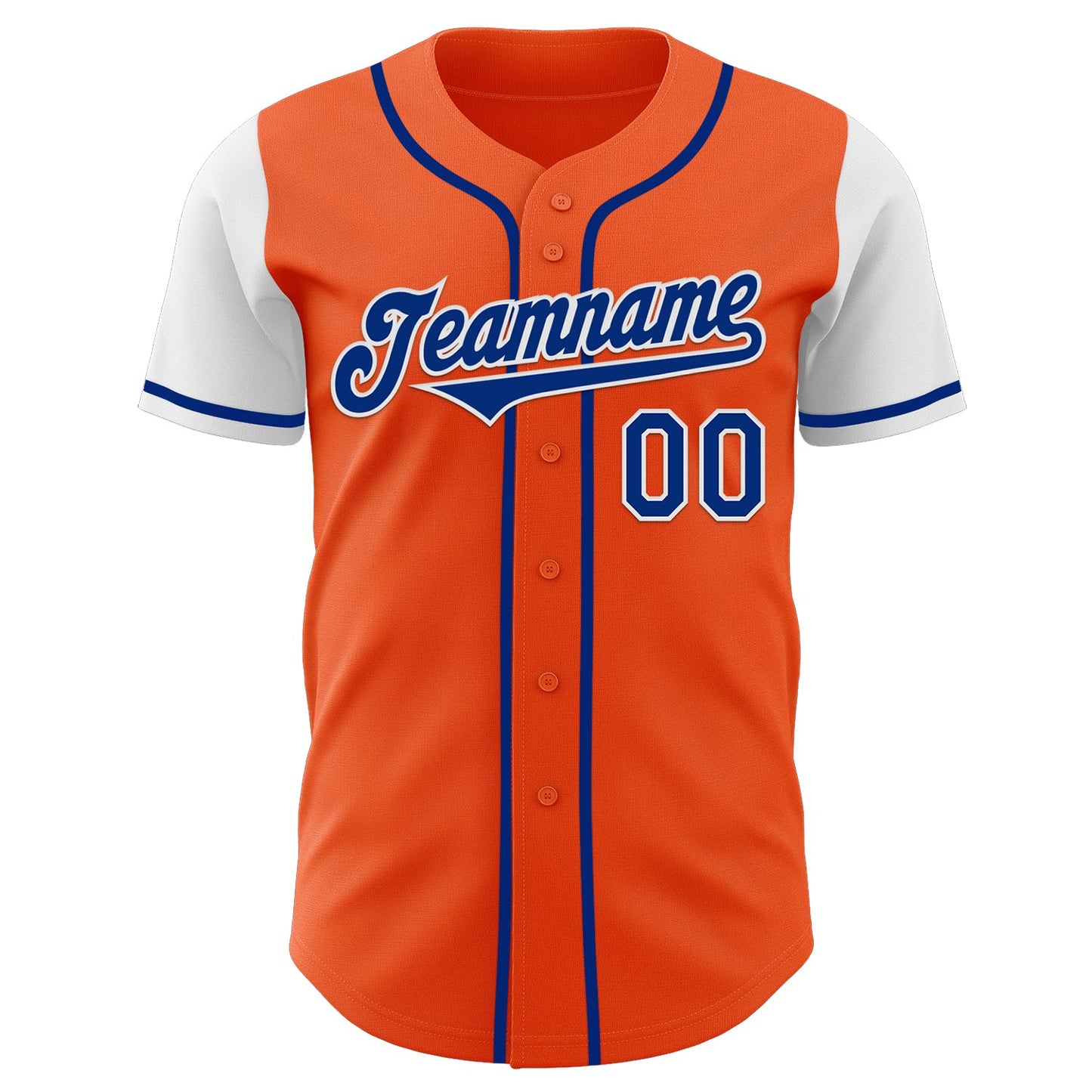Custom Orange Royal-White Authentic Two Tone Baseball Jersey view 2