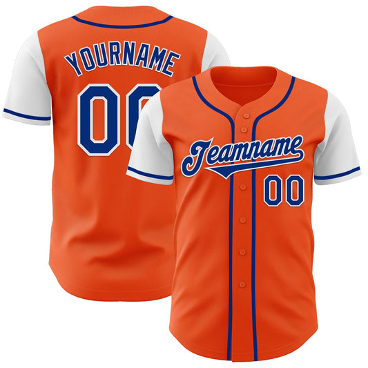 Custom Orange Royal-White Authentic Two Tone Baseball Jersey - Main View
