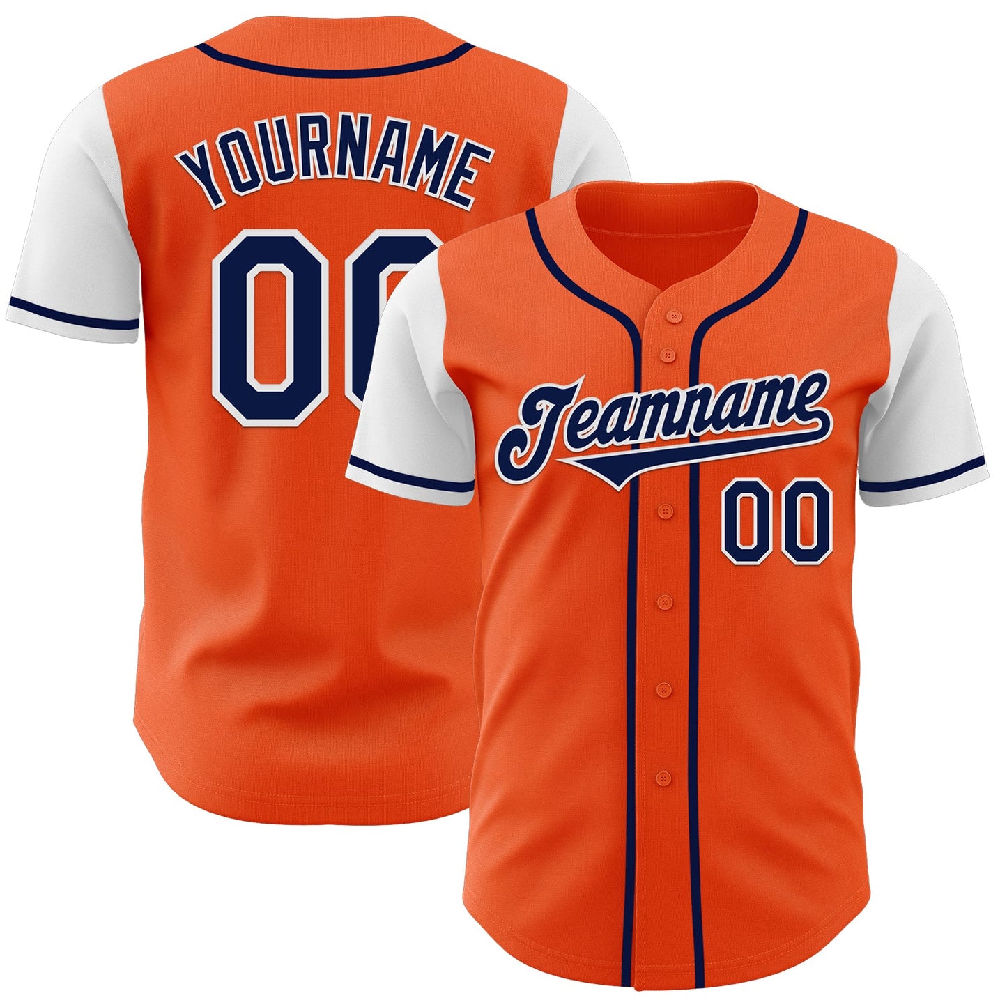 Custom Orange Navy-White Authentic Two Tone Baseball Jersey - Main View