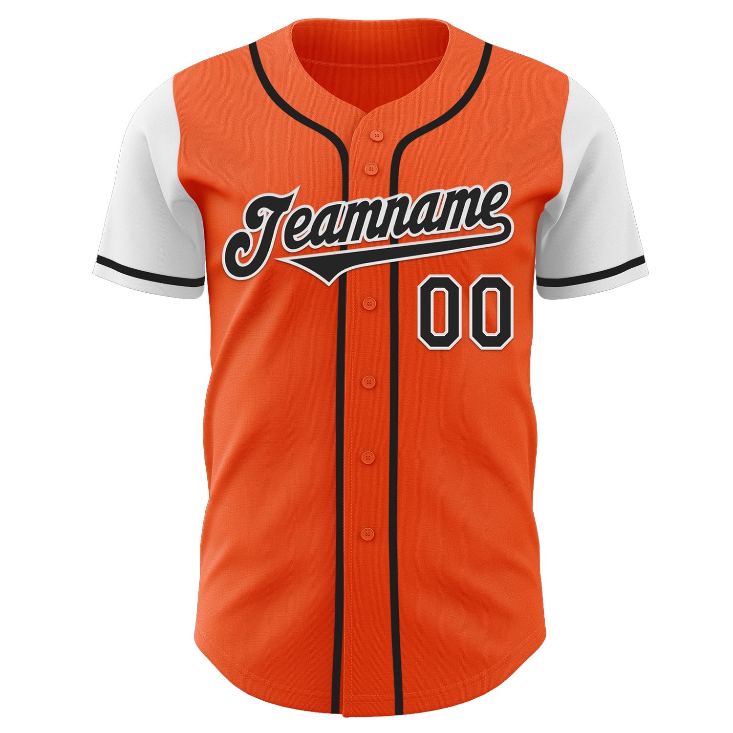 Custom Orange Black-White Authentic Two Tone Baseball Jersey view 2