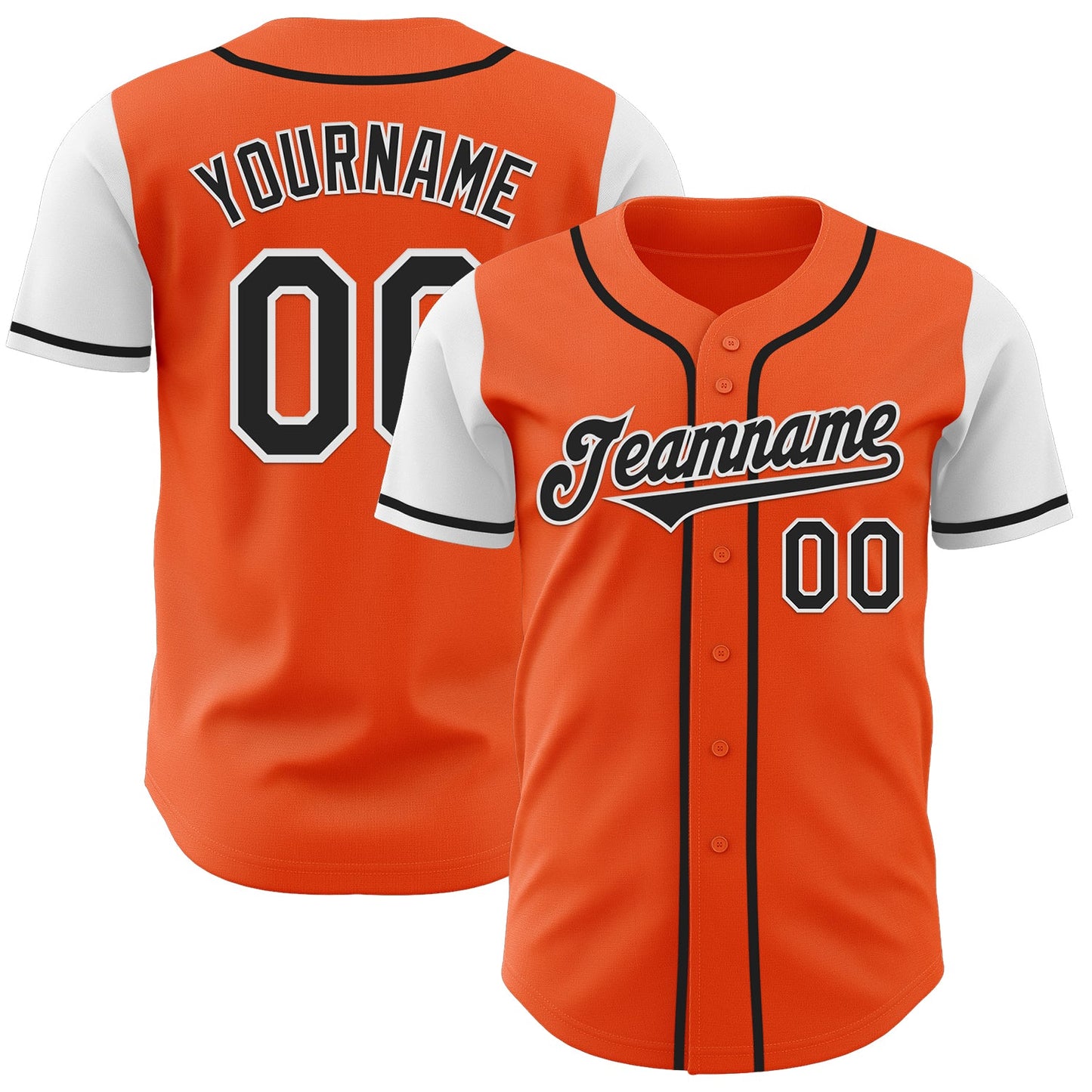 Custom Orange Black-White Authentic Two Tone Baseball Jersey - Main View