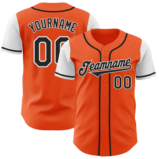 Custom Orange Black-White Authentic Two Tone Baseball Jersey - Main View