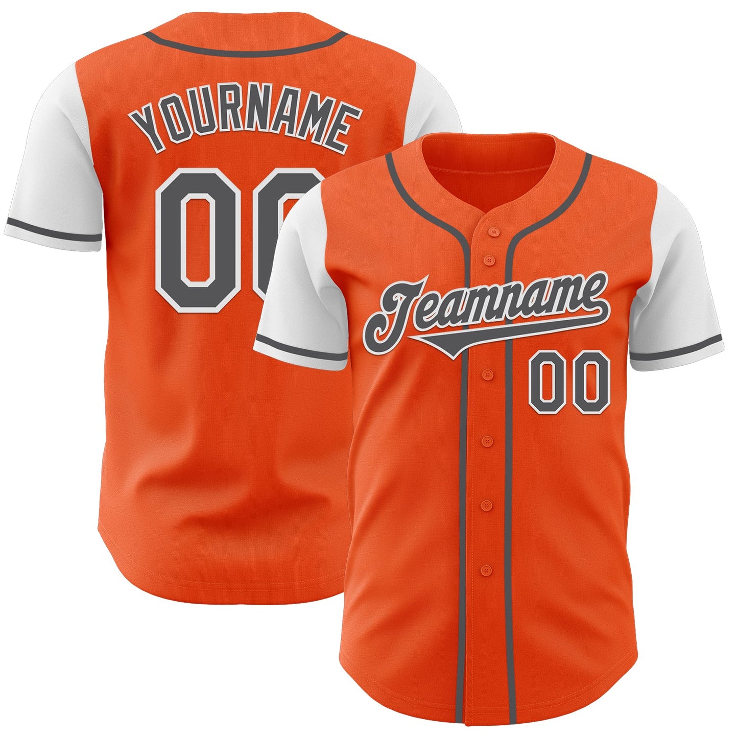 Custom Orange Steel Gray-White Authentic Two Tone Baseball Jersey - Main View