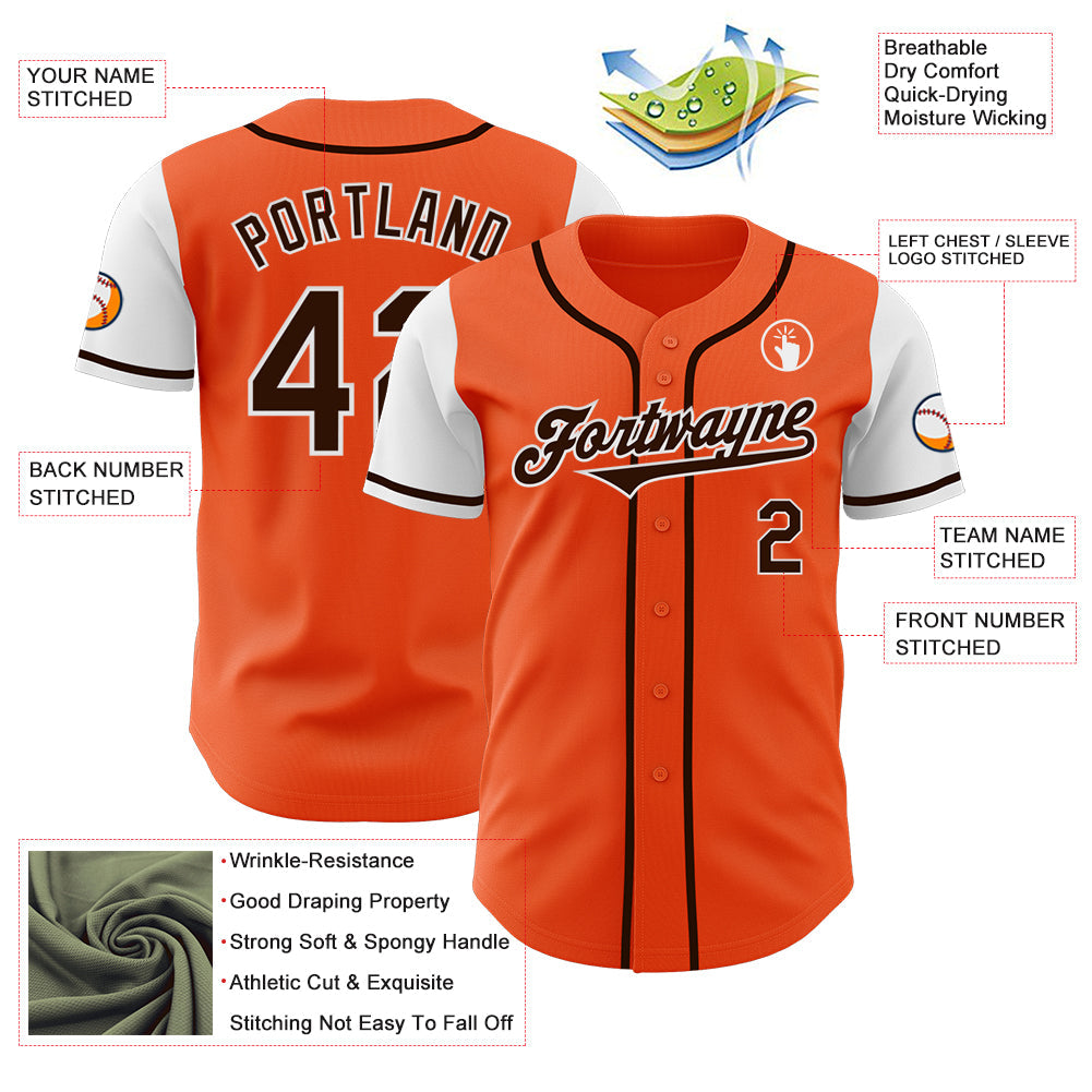 Custom Orange Brown-White Authentic Two Tone Baseball Jersey view 3