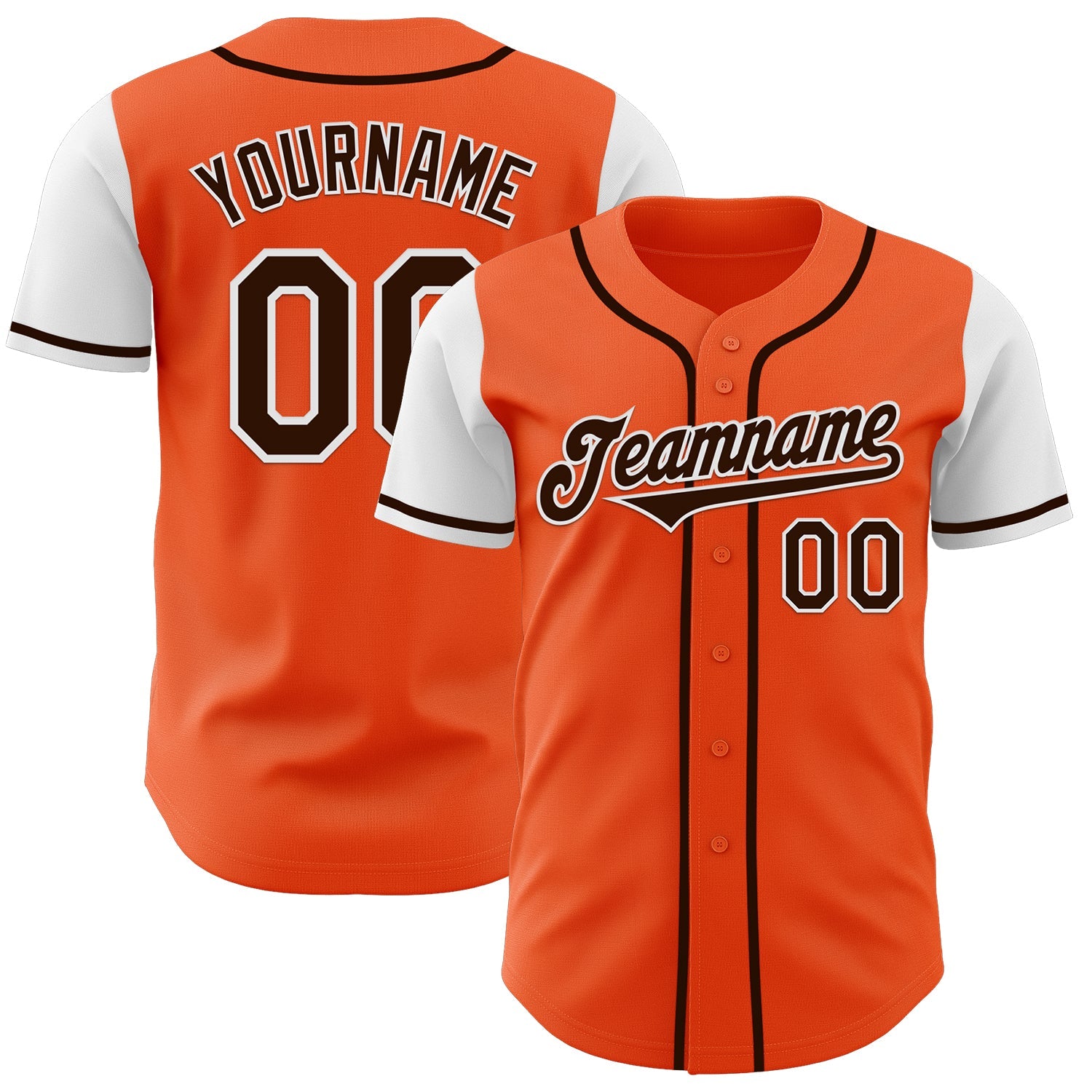 Custom Orange Brown-White Authentic Two Tone Baseball Jersey - Main View