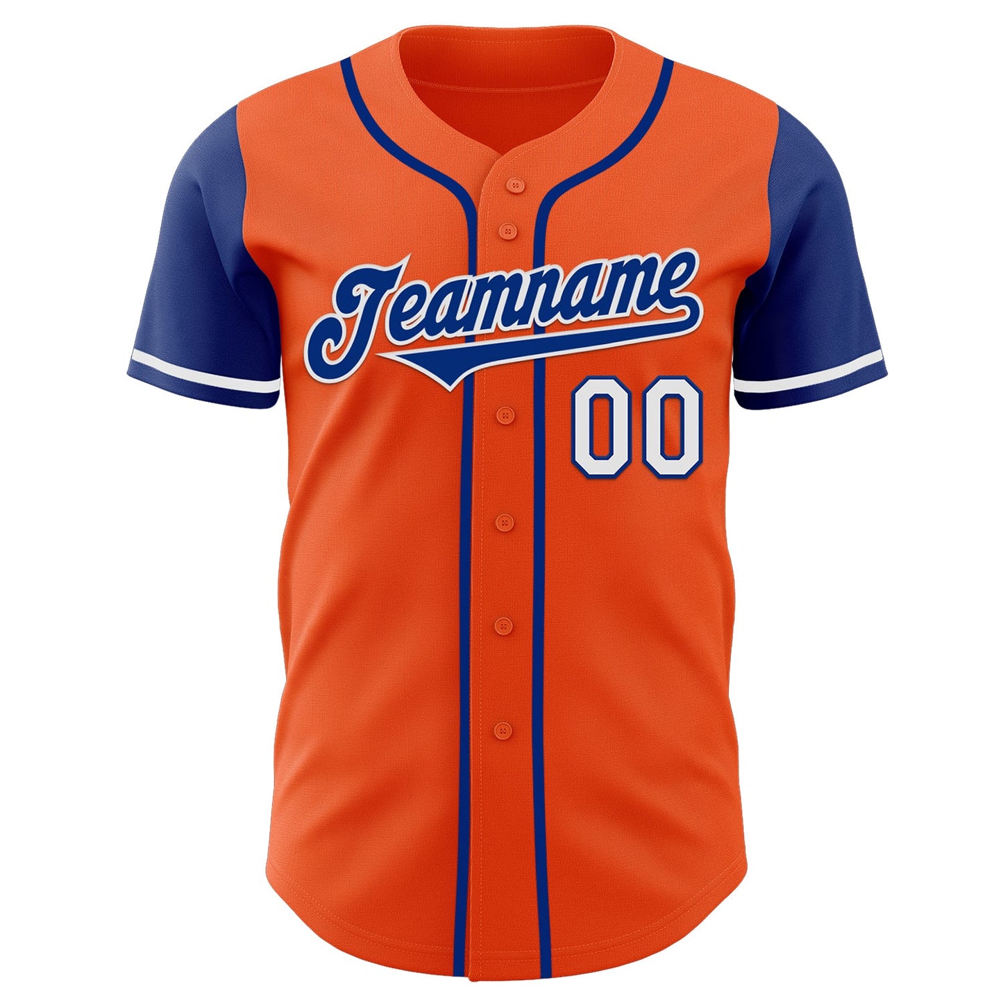 Custom Orange Royal-White Authentic Two Tone Baseball Jersey view 2