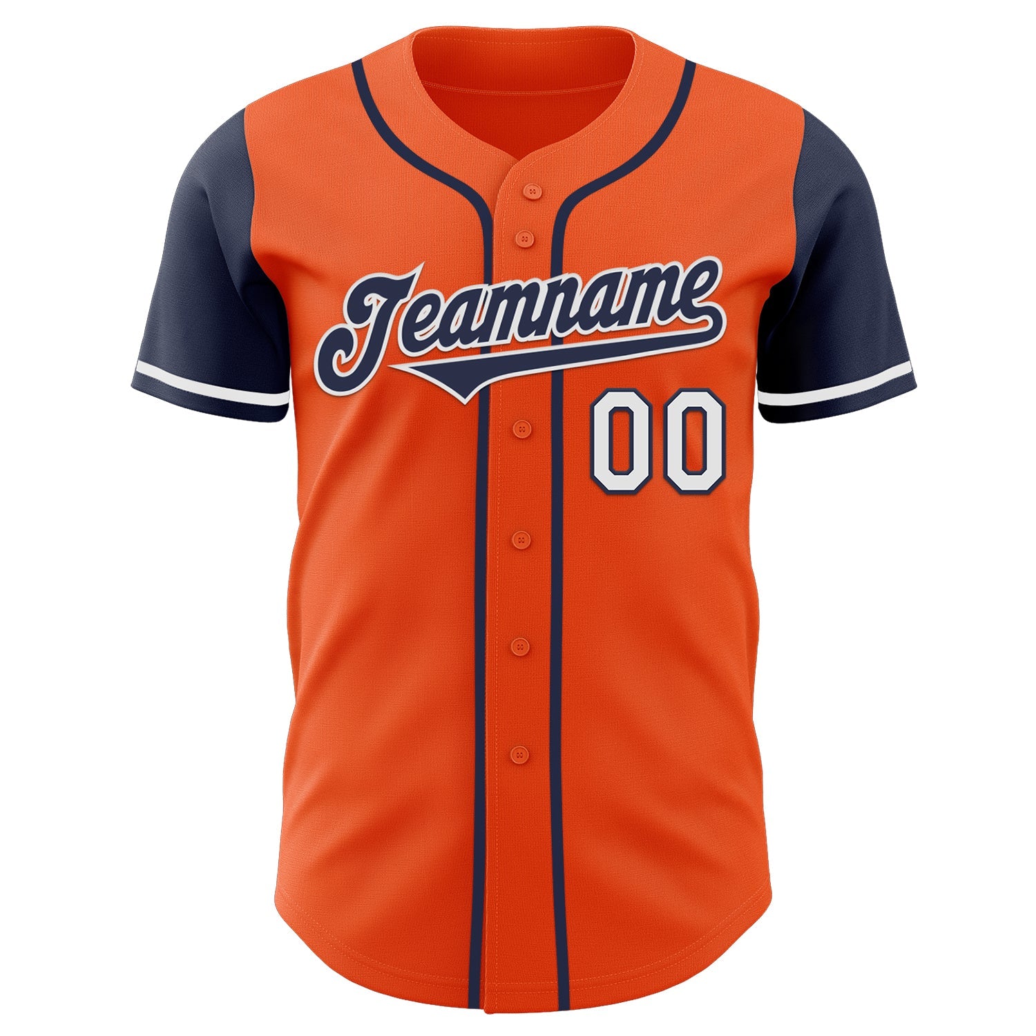 Custom Orange Navy-White Authentic Two Tone Baseball Jersey view 2