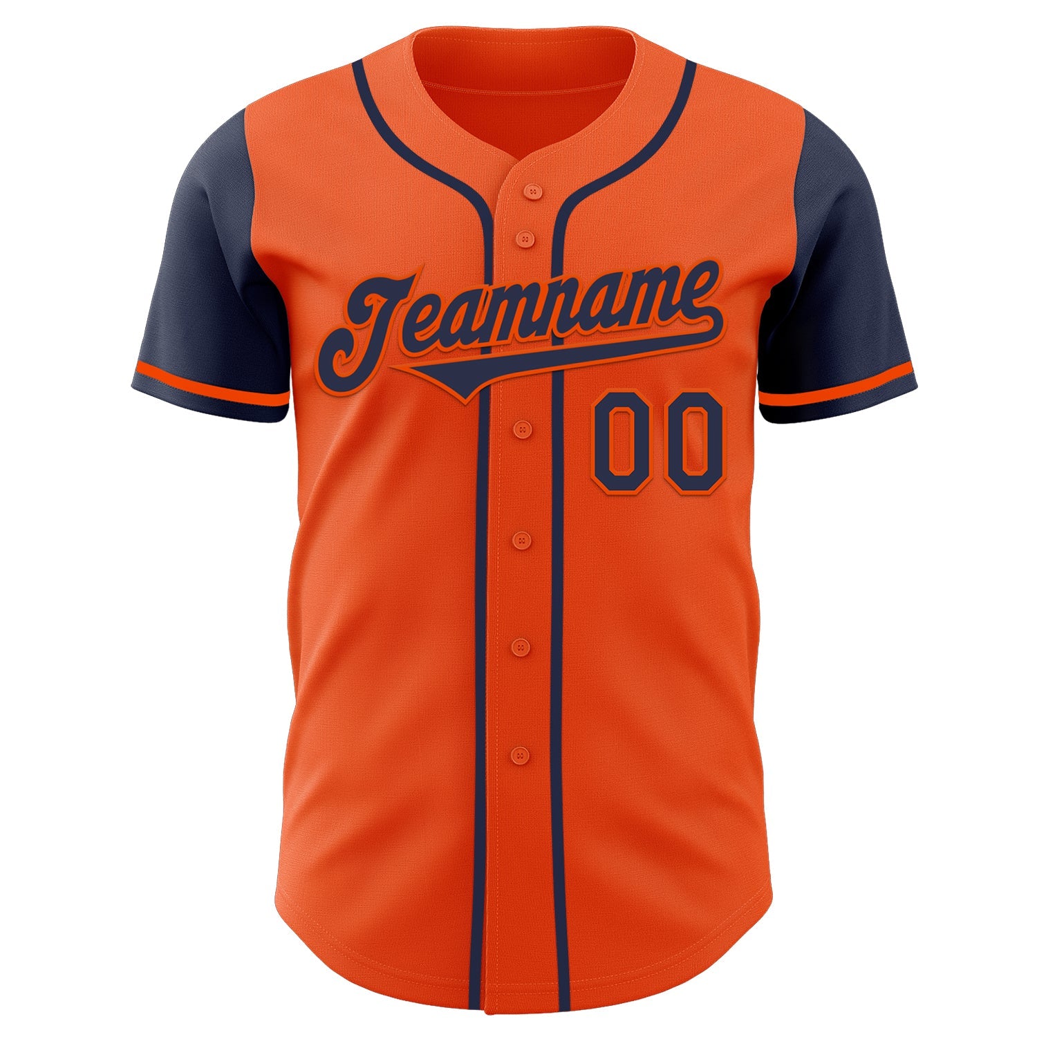 Custom Orange Navy Authentic Two Tone Baseball Jersey view 2