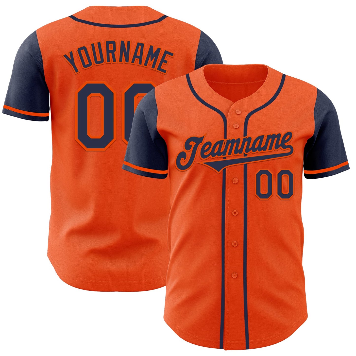 Custom Orange Navy Authentic Two Tone Baseball Jersey - Main View