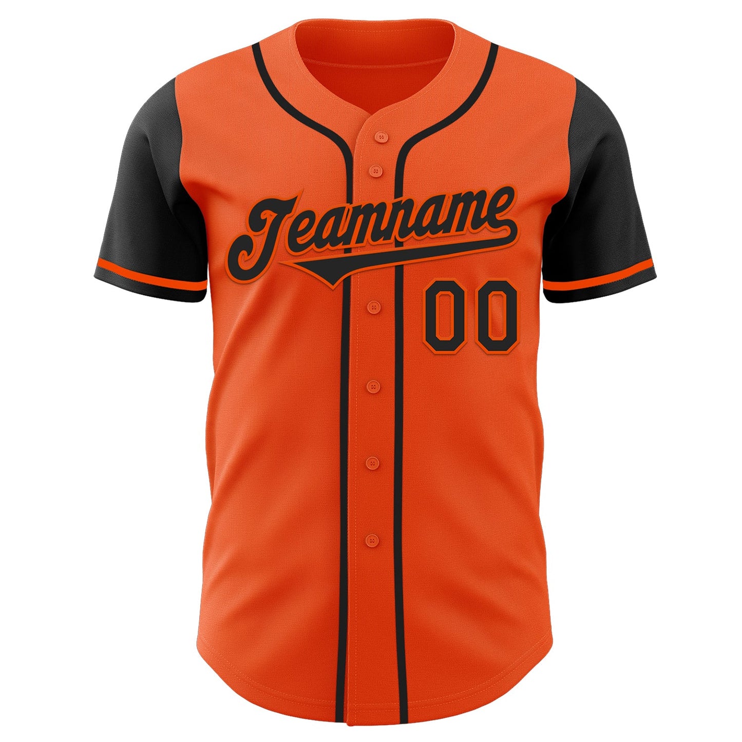 Custom Orange Black Authentic Two Tone Baseball Jersey view 2
