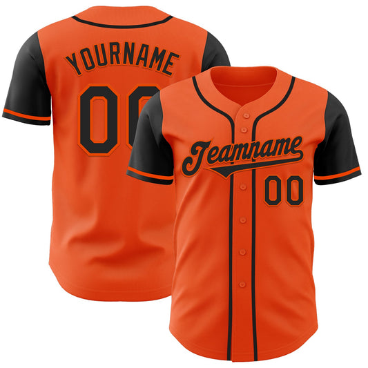 Custom Orange Black Authentic Two Tone Baseball Jersey - Main View