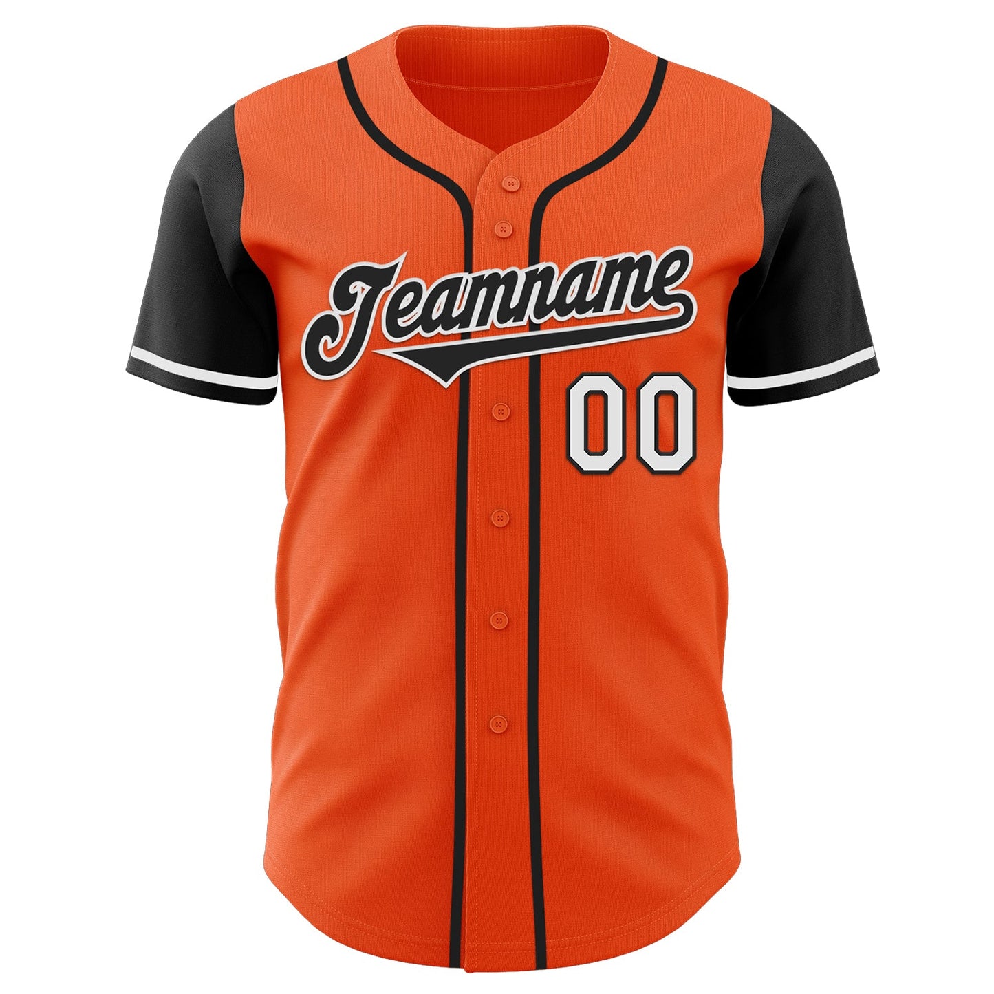 Custom Orange Black-White Authentic Two Tone Baseball Jersey view 2