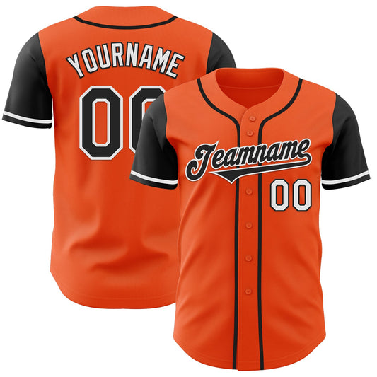 Custom Orange Black-White Authentic Two Tone Baseball Jersey - Main View
