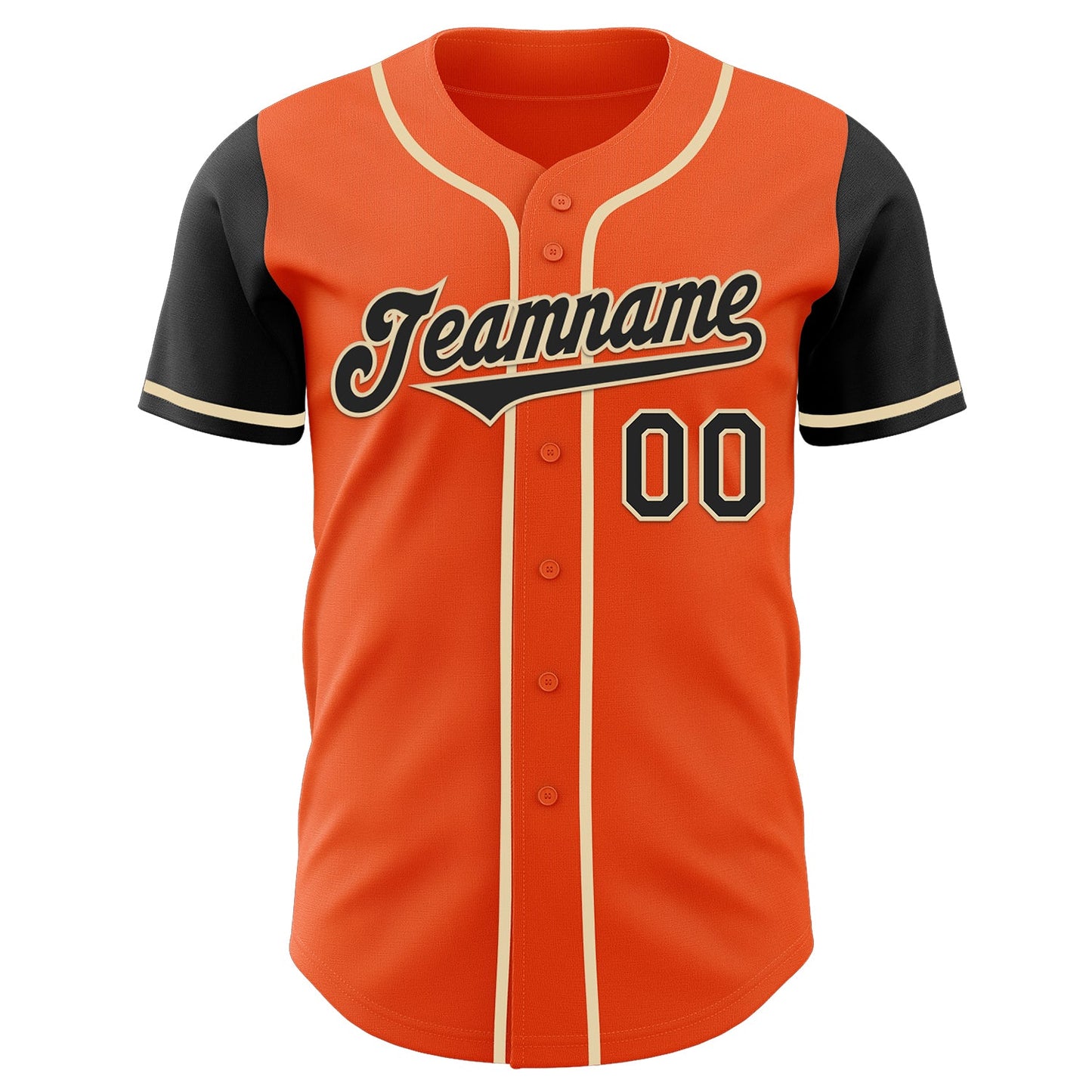 Custom Orange Black-Cream Authentic Two Tone Baseball Jersey view 2