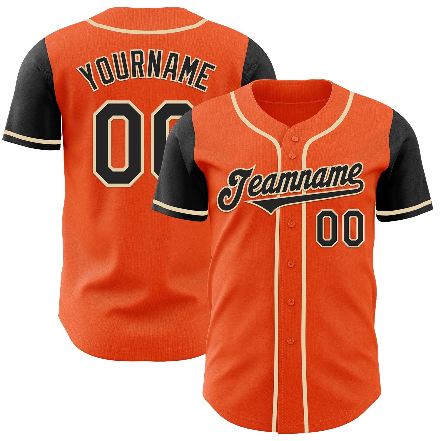 Custom Orange Black-Cream Authentic Two Tone Baseball Jersey - Main View