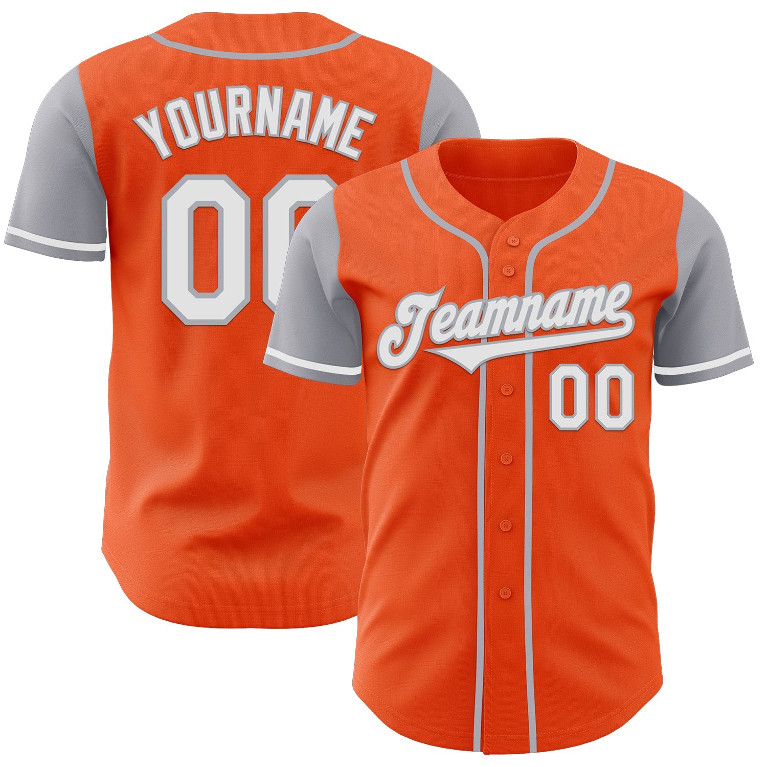 Custom Orange White-Gray Authentic Two Tone Baseball Jersey - Main View