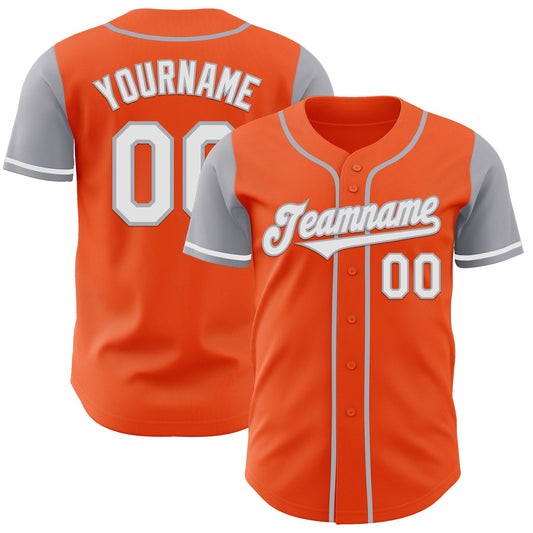 Custom Orange White-Gray Authentic Two Tone Baseball Jersey - Main View