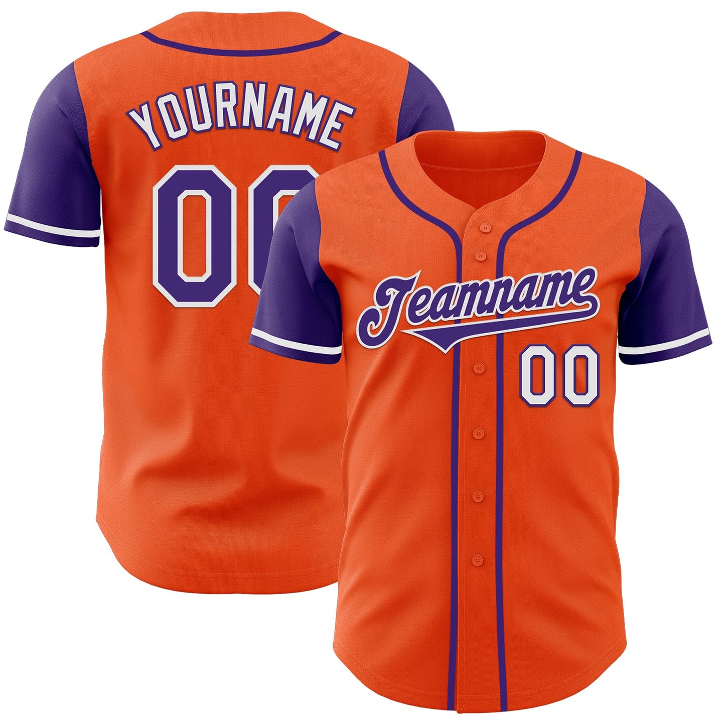 Custom Orange Purple-White Authentic Two Tone Baseball Jersey - Main View