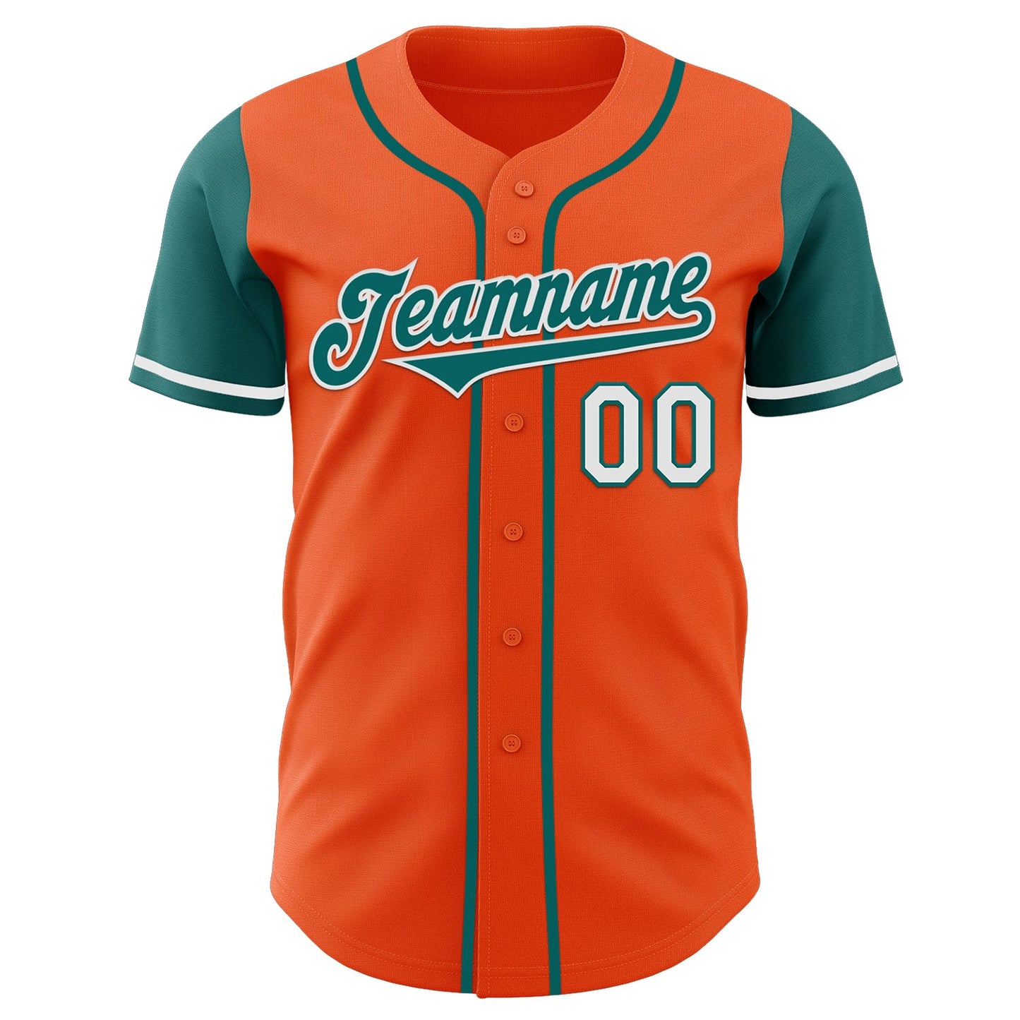 Custom Orange Teal-White Authentic Two Tone Baseball Jersey view 2