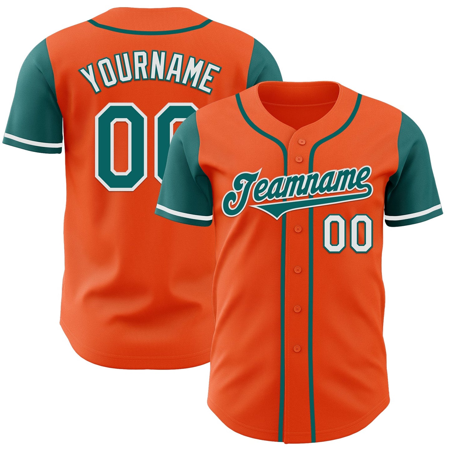 Custom Orange Teal-White Authentic Two Tone Baseball Jersey - Main View