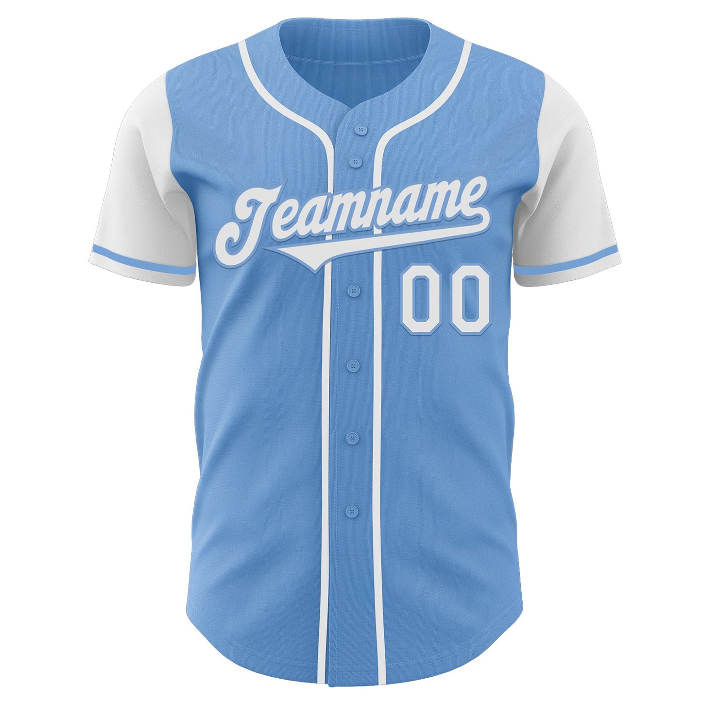 Custom Light Blue White Authentic Two Tone Baseball Jersey view 2