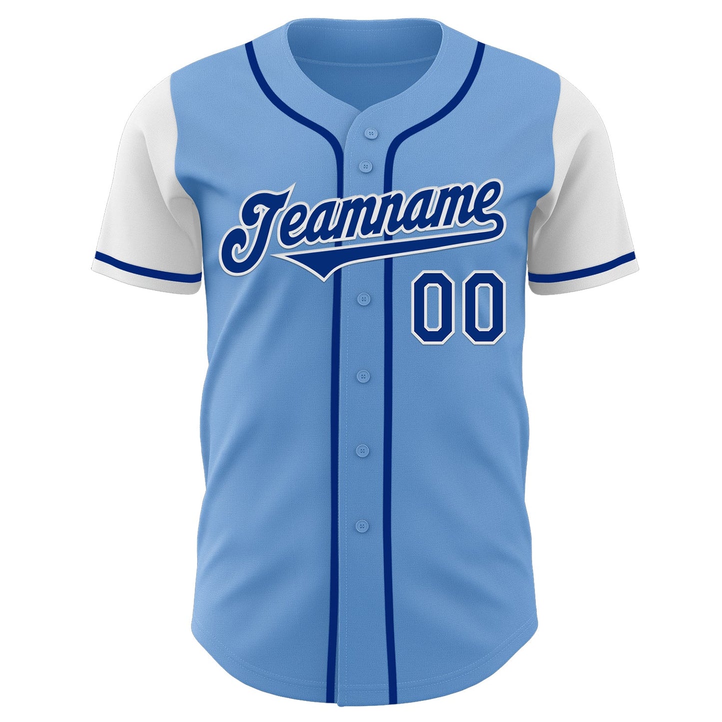 Custom Light Blue Royal-White Authentic Two Tone Baseball Jersey view 2
