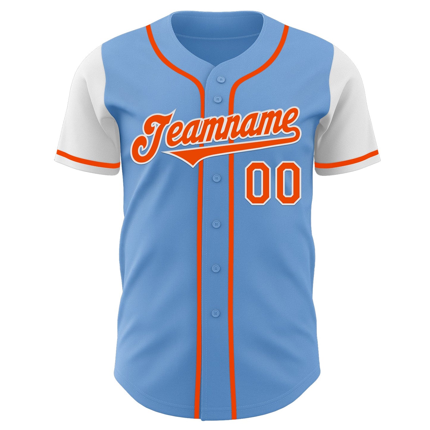 Custom Light Blue Orange-White Authentic Two Tone Baseball Jersey view 2