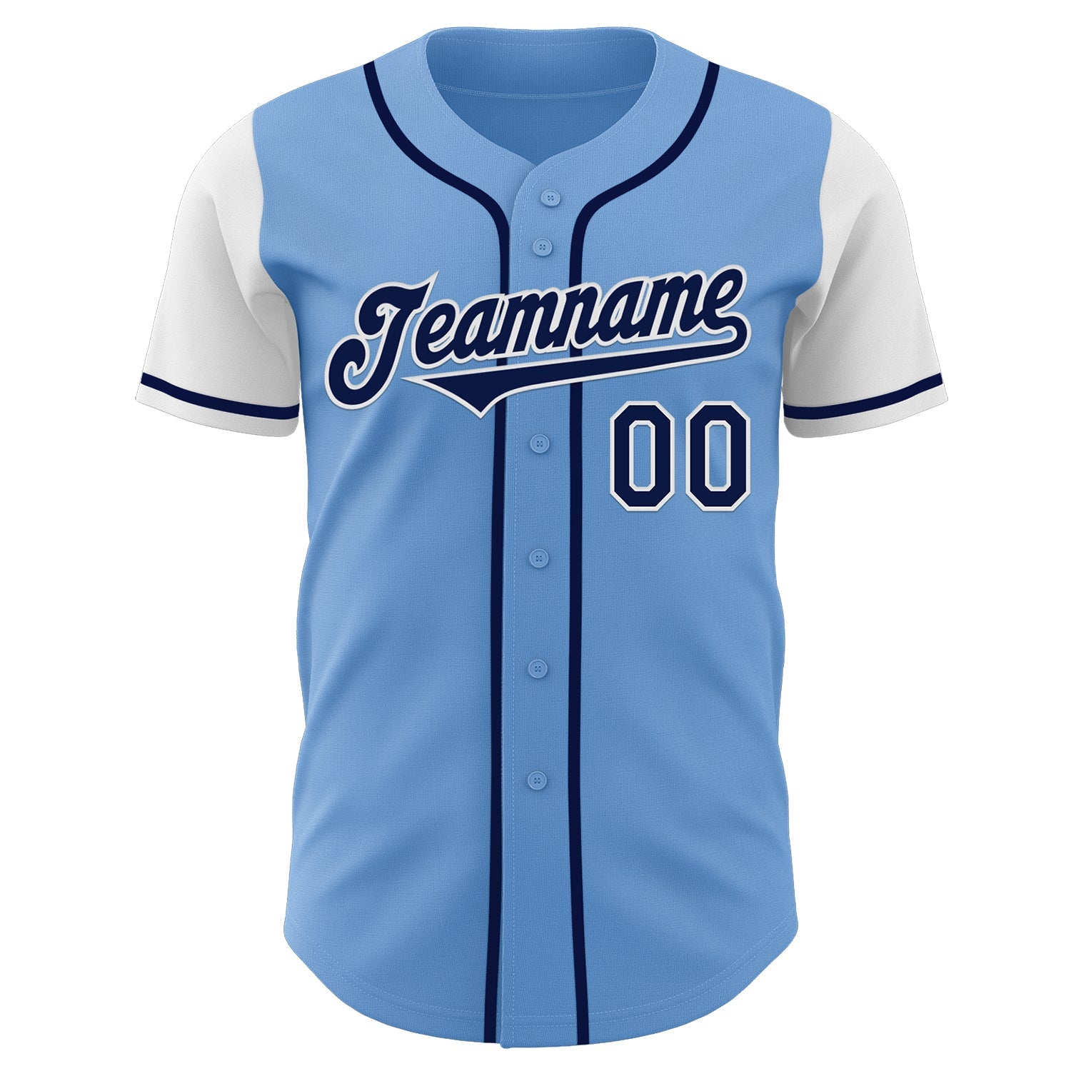 Custom Light Blue Navy-White Authentic Two Tone Baseball Jersey view 2