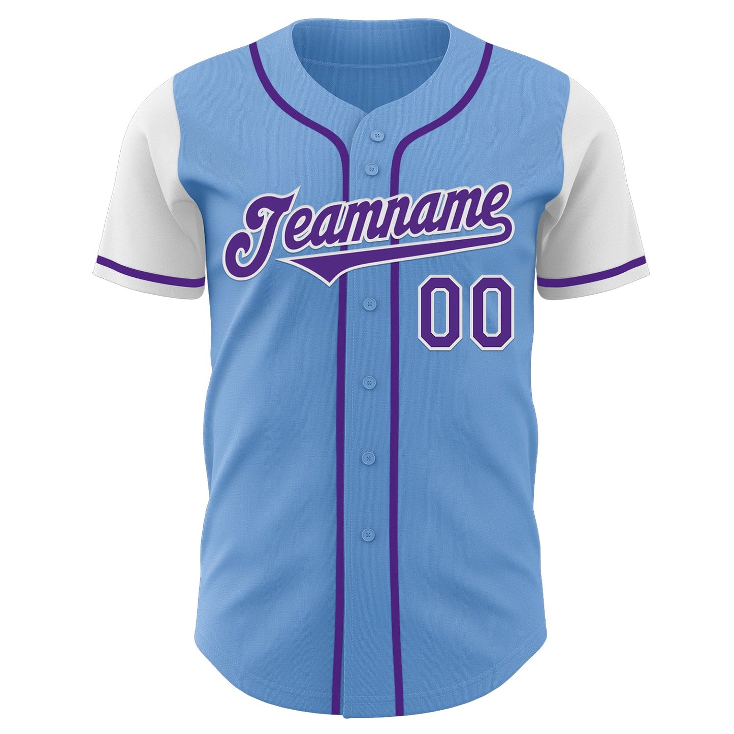 Custom Light Blue Purple-White Authentic Two Tone Baseball Jersey view 2