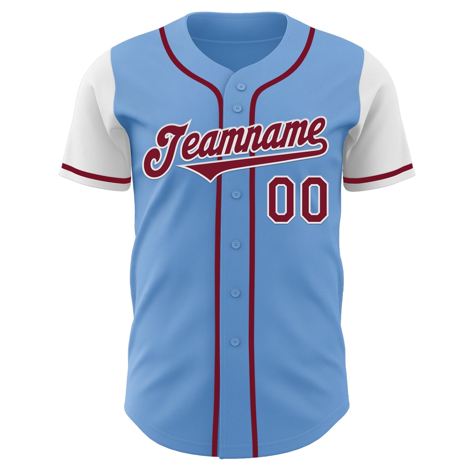 Custom Light Blue Crimson-White Authentic Two Tone Baseball Jersey view 2