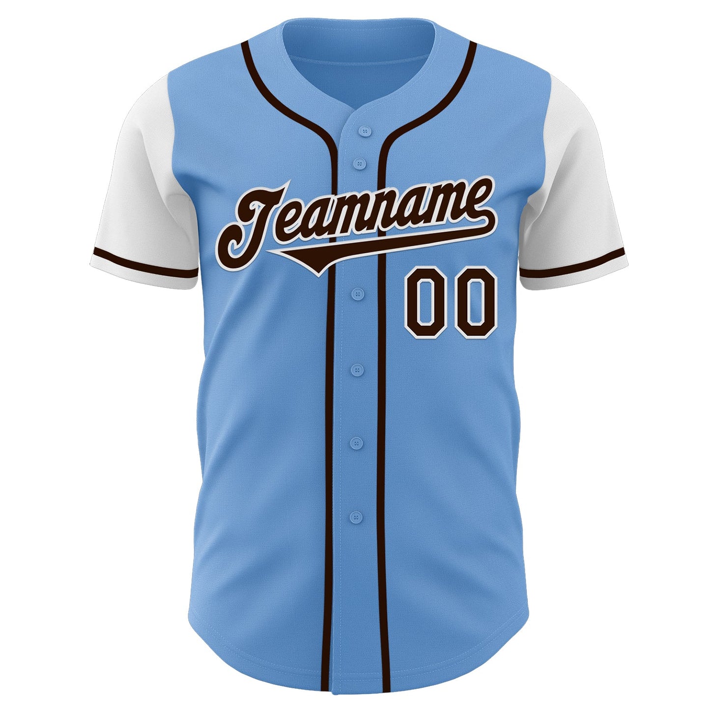 Custom Light Blue Brown-White Authentic Two Tone Baseball Jersey view 2