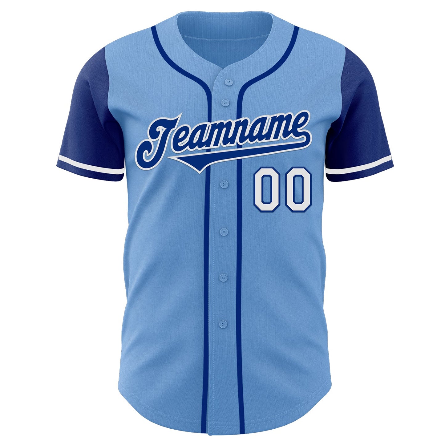 Custom Light Blue Royal-White Authentic Two Tone Baseball Jersey view 2