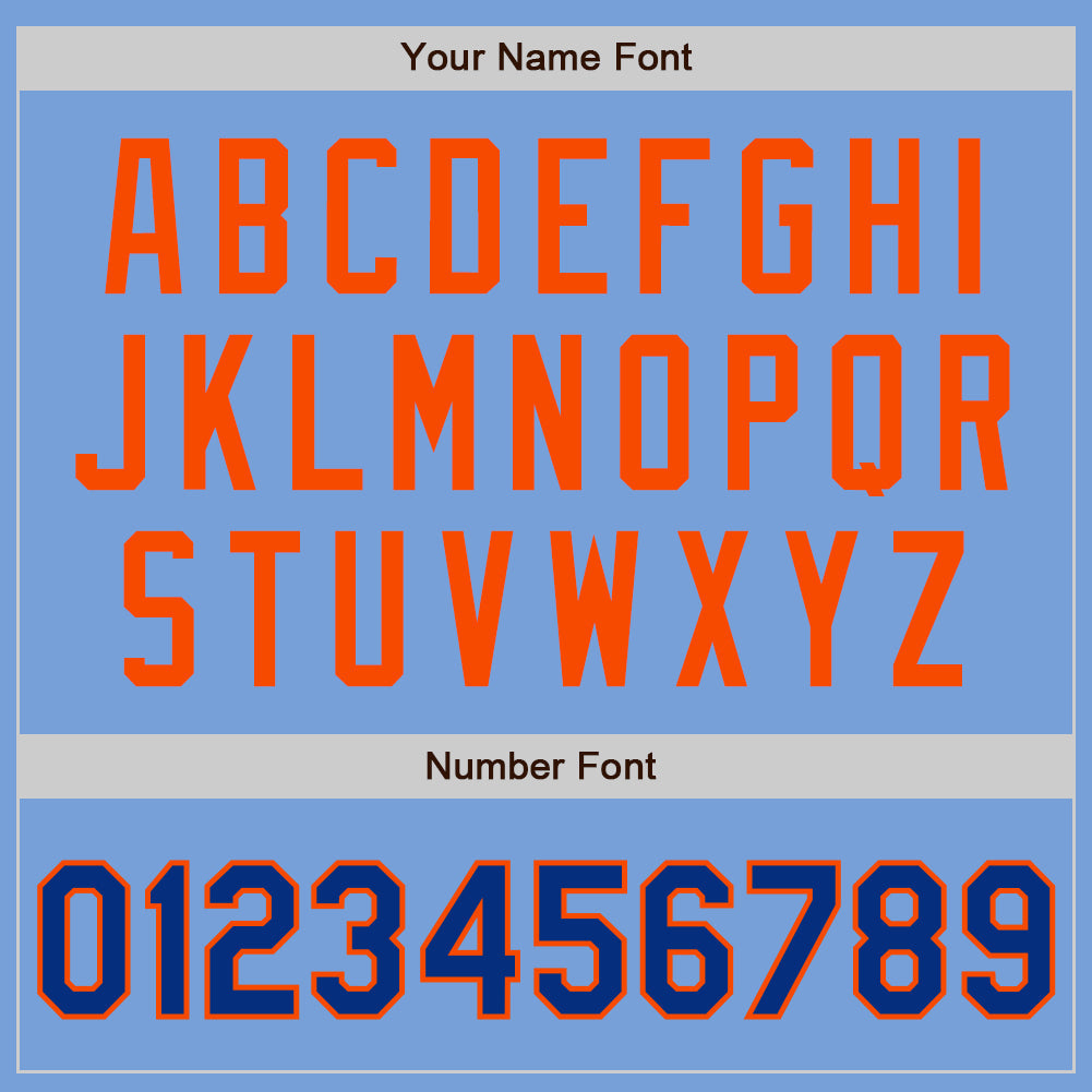 Custom Light Blue Royal-Orange Authentic Two Tone Baseball Jersey view 5
