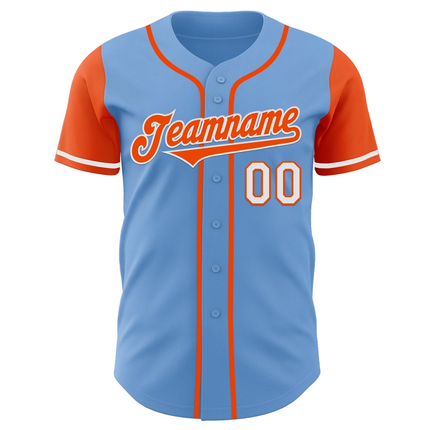 Custom Light Blue Orange-White Authentic Two Tone Baseball Jersey view 2