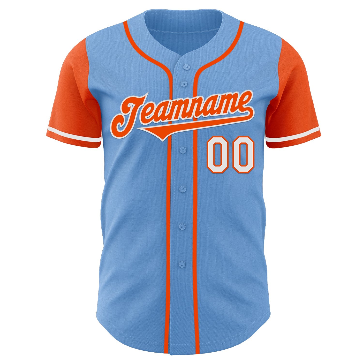 Custom Light Blue Orange-White Authentic Two Tone Baseball Jersey view 2