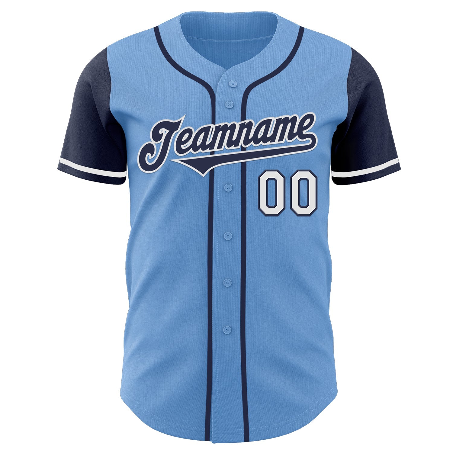 Custom Light Blue Navy-White Authentic Two Tone Baseball Jersey view 2
