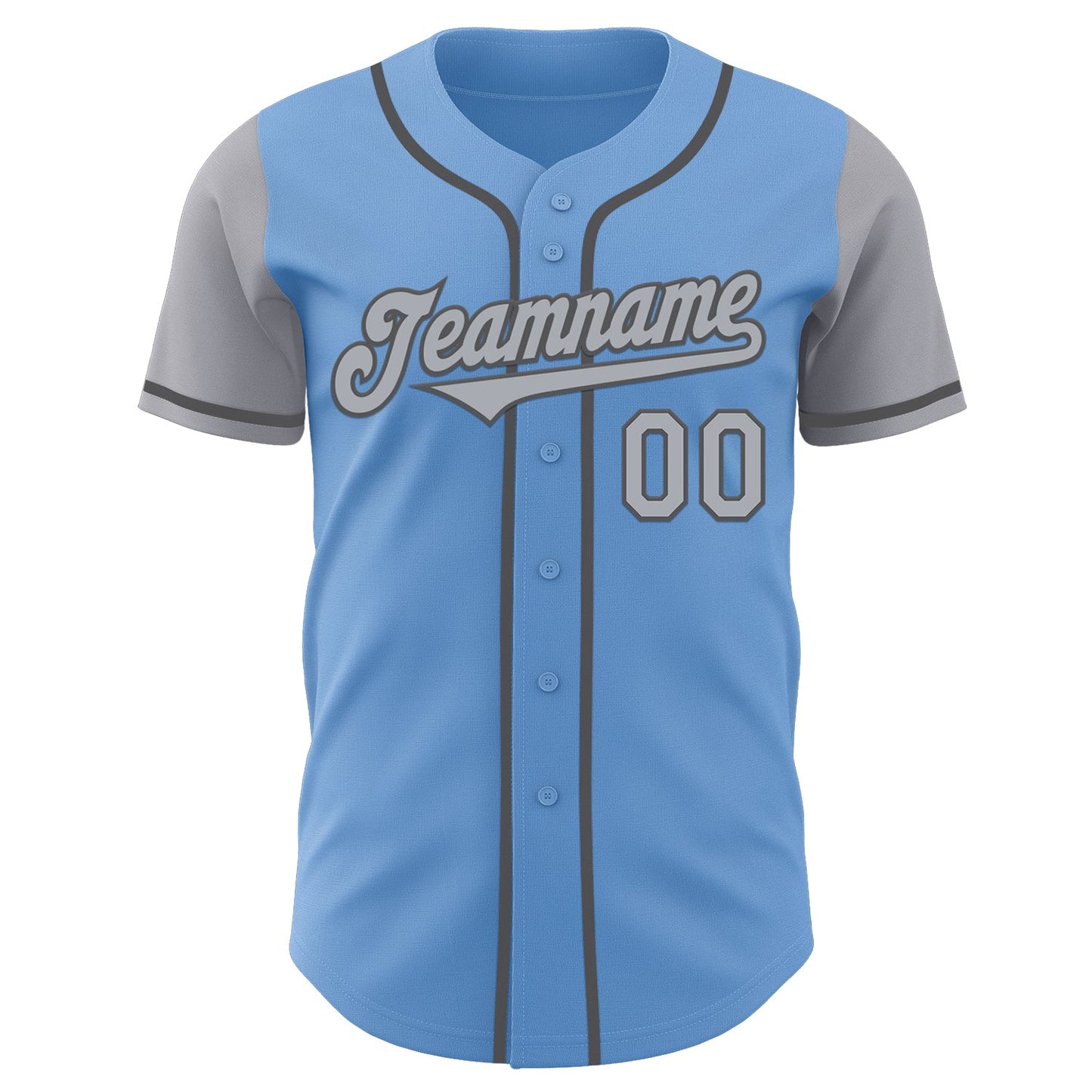 Custom Light Blue Gray-Steel Gray Authentic Two Tone Baseball Jersey view 2